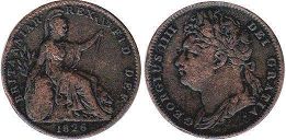 монета Великобритания 1 фартинг 1826