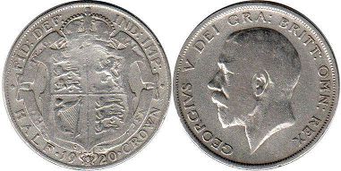 монета Великобритания 1/2 кроны 1920