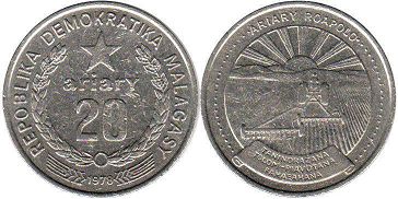 монета Мадагаскар 20 ариари 1978