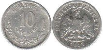 монета Мексика 10 сентаво 1882
