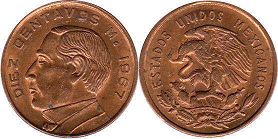 монета Мексика 10 сентаво 1967
