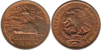 монета Мексика 20 сентаво 1971
