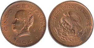 монета Мексика 5 сентаво 1954