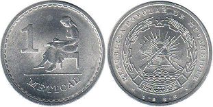монета Мозамбик 1 метикал 1986