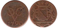 монета Нидерладская Восточная Индия 1 дуит Утрехт 1790
