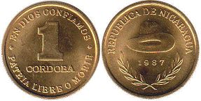 монета Никарагуа 1 кордова (кордоба) 1987