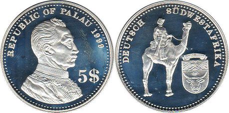 монета Палау 5 долларов 1999