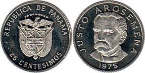 монета Панама 25 сентесимо 1975