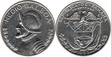 монета Панама 1/2 бальбоа 1993