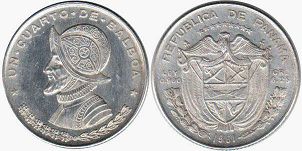 монета Панама 1/4 бальбоа 1961