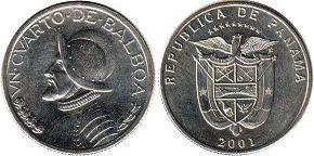 монета Панама 1/4 бальбоа 2001
