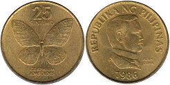 монета Филиппмны 25 сентимо 1986