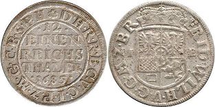 монета Бранденбург-Пруссия 1/12 талера 1685
