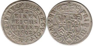 монета Бранденбург-Пруссия 1/12 талера 1692