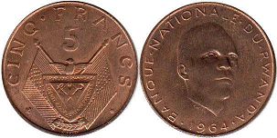 монета Руанда 5 франков 1964
