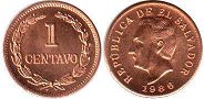монета Сальвадор 1 сентаво 1986
