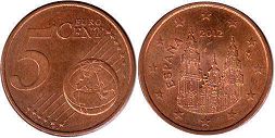 монета Испания 5 евро центов 2012