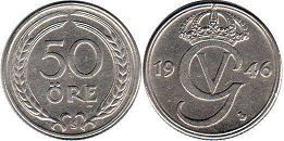монета Швеция 50 эре 1946