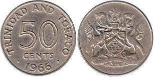 монета Тринидад и Тобаго 50 центов 1966