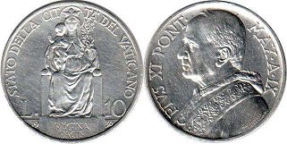 монета Ватикан 10 лир 1930