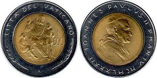 монета Ватикан 500 лир 1982