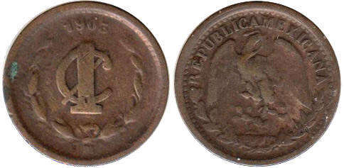 Мексика монета 1 сентаво 1900