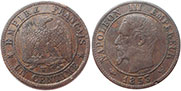 монета Франция 1 сантим 1853