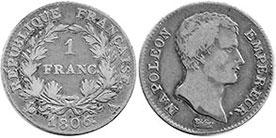монета Франция 1 франк 1806