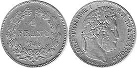 монета Франция 1 франк 1846