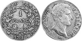 монета Франция 1 франк 1803