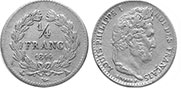 монета Франция 1/4 франка 1844