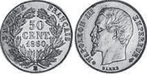 монета Франция 50 сантимов 1860