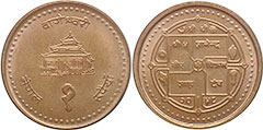 монета Непал 1 рупия 2001