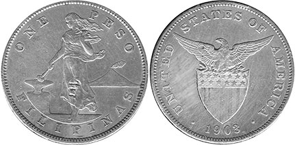 монета Филиппины 1 песо 1903