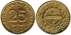 монета Филиппины 25 сентимо 2004