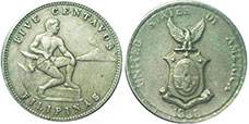 монета Филиппины 5 сентаво 1938