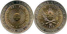 монета Аргентина 1 песо 2013