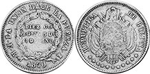 монета Боливия 10 сентаво 1870