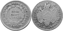 монета Боливия 10 сентаво 1871