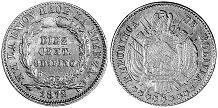 монета Боливия 10 сентаво 1872
