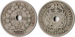 монета Боливия 10 сентаво 1883