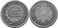 монета Боливия 5 сентаво 1871