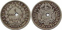 монета Боливия 5 сентаво 1883