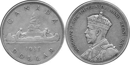монета Канада 1 доллар 1935