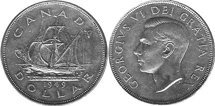 монета Канада 1 доллар 1949