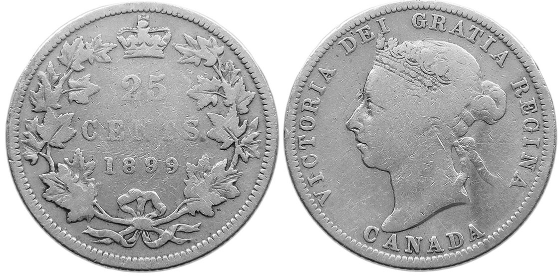 монета Канада монета 25 центов 1899