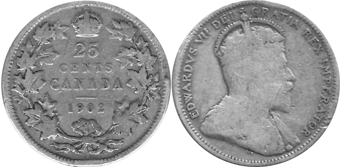 монета Канада монета 25 центов 1902