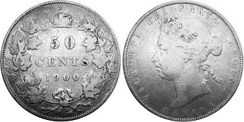 монета Канада 50 центов 1900