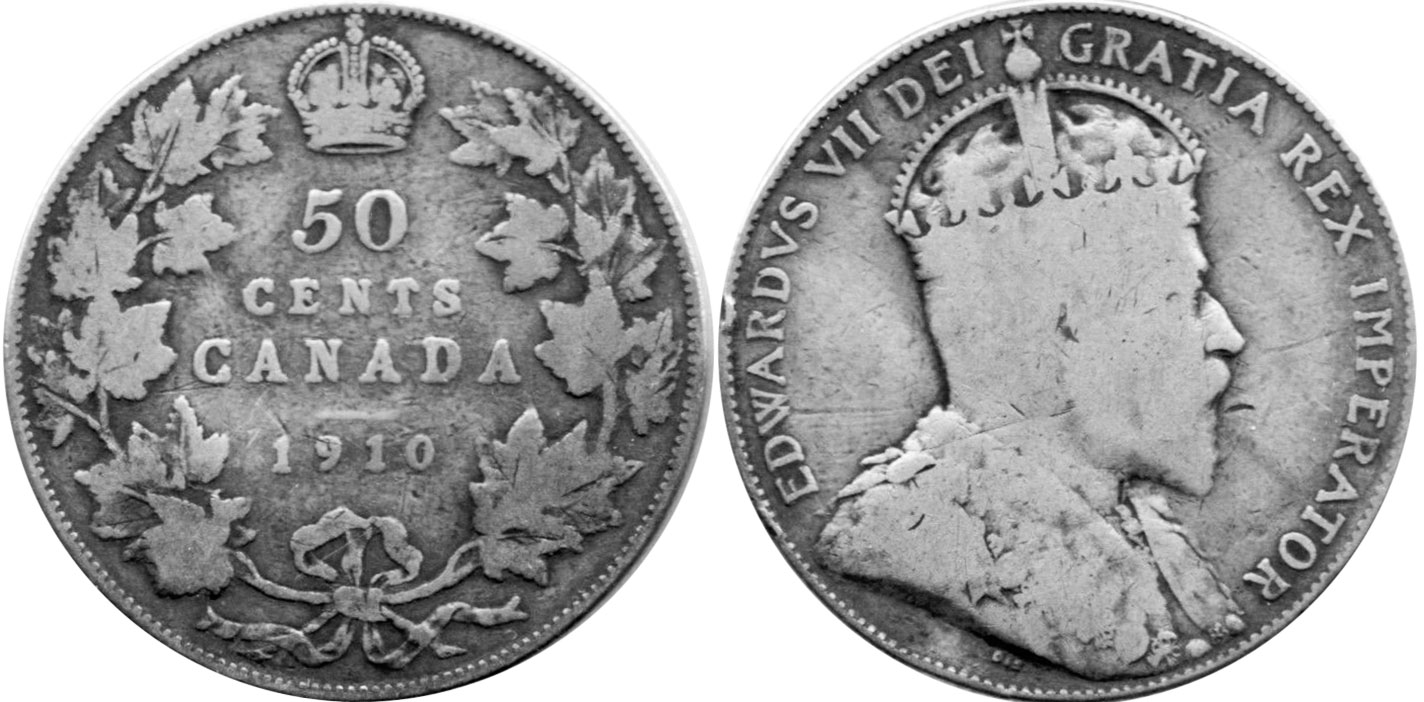 монета Канада монета 50 центов 1910