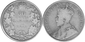 монета Канада 50 центов 1911